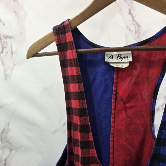 Vintage Jumpsuit Womens Small Medium 90s Gingham Checkered Slouchy Gaucho Tank - Picture 2 of 13